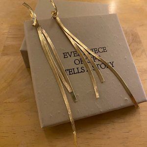 Gold Bar Long Tassel Drop Earrings | Gold Tassel Drop Earrings, Herringbone Long